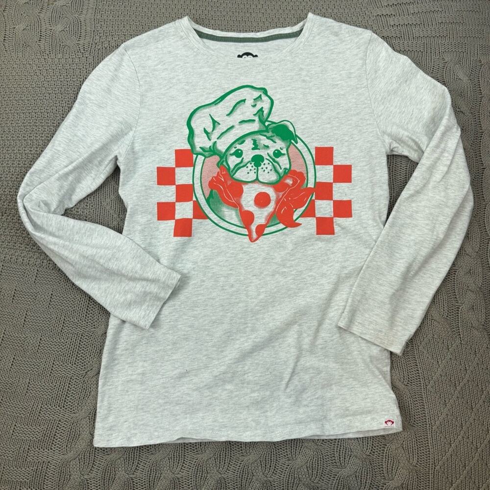 Appaman Gray Long Sleeve Bulldog Chef Pizza Graphic Tee ~12 fits 8/10!!!